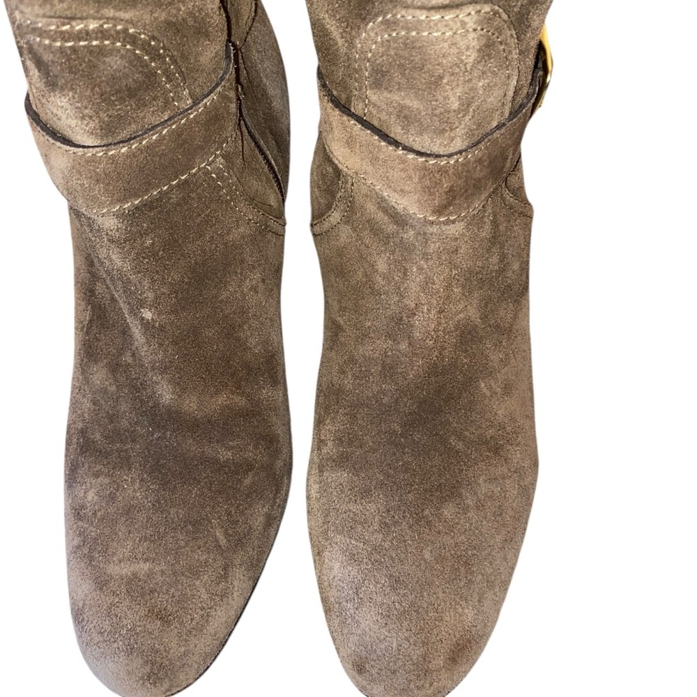 Coach Robynn mid-calf boots Flint Brown kidskin suede round toe Quiet Luxury - Picture 14 of 16